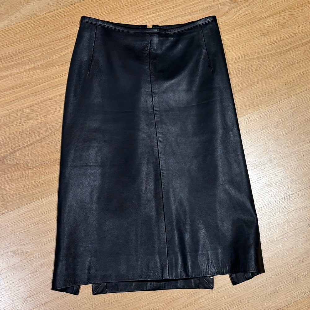 Tufi Duek Black Leather Skirt Size 36